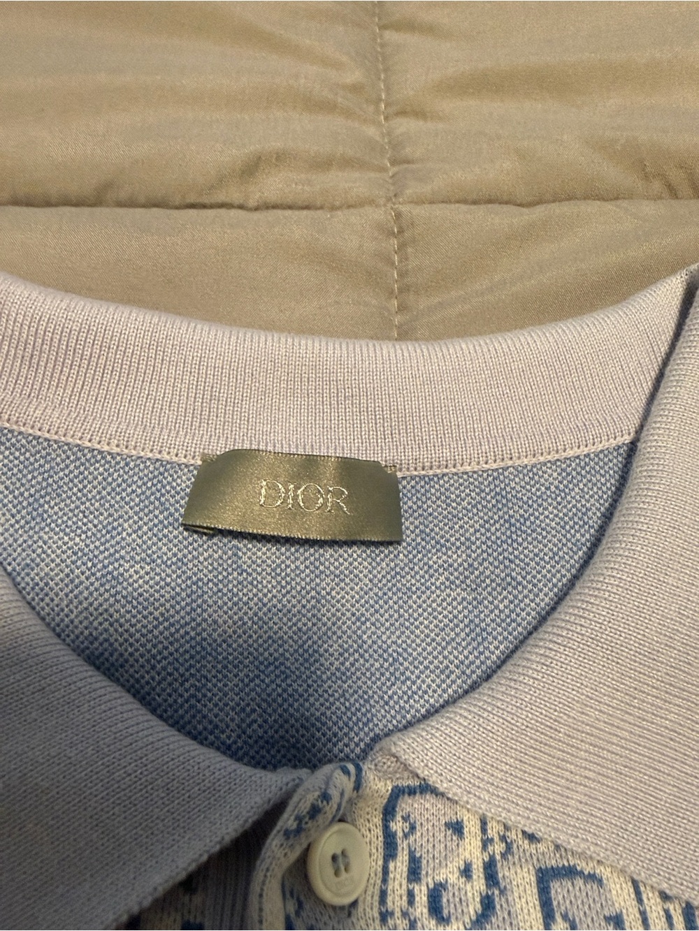 Dior White and Light Blue Monogram Polo - Picture 2 of 3